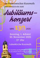 30.11.2025: Posaunenchor Kunreuth - Jubiläums-Konzert - 1. Advent 30.11.2025: Posaunenchor Kunreuth - Jubiläums-Konzert - 1. Advent